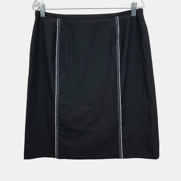 Ann Taylor Loft Womens A Line Skirt Trim Stitch Detail Lined Zip Black Sz 12 - Picture 3 of 6